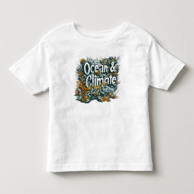 Camiseta Infantil Dia dos Oceanos - Texto sobre Oceanos e Clima com  (Frente)