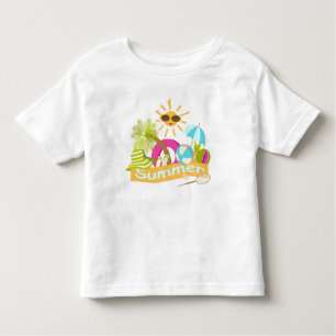 Camiseta Infantil Dias de férias na praia sorridentes de sol nos ócu