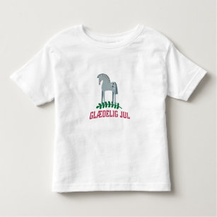 Camiseta Infantil Dinamarquês Felry Christmas Dala Horse