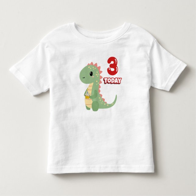 Camiseta Infantil Dino Birthday 3 Hoje (Frente)