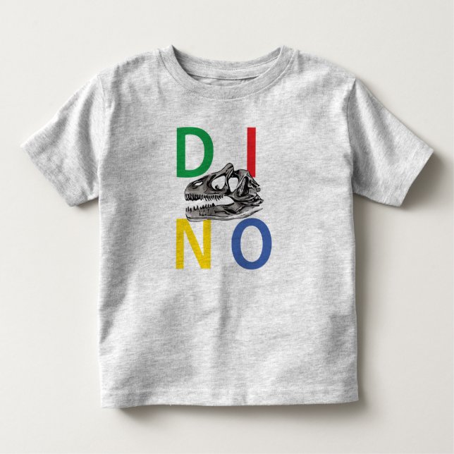 Camiseta Infantil DINO - Cinza Heather Toddler Fine Jersey T Shirt (Frente)