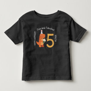 Camiseta Infantil Dino Five e Fabuloso Aniversário de 5 anos