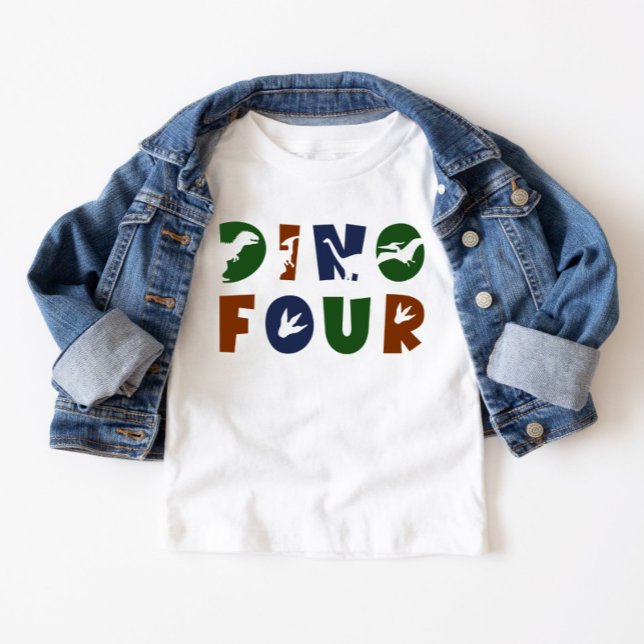 Camiseta Infantil Dino Four Dinosaur 4º Festa de Aniversário (Criador carregado)