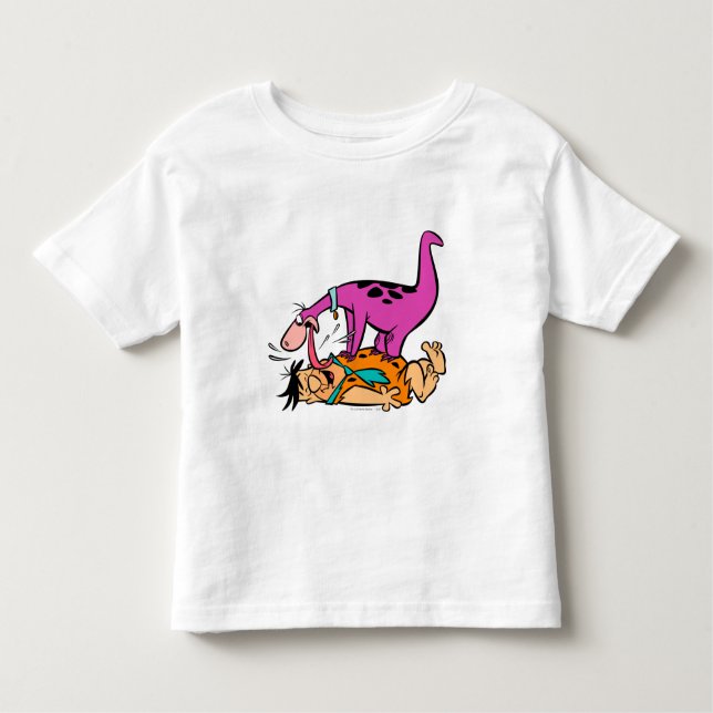 Camiseta Infantil Dino Licking Fred Flintstone (Frente)
