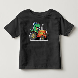 Camiseta Infantil Dino Power Tratorista Dinossauro Engraçado