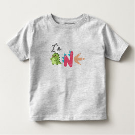 Camiseta Infantil Dino TRex Estou com 1 Aniversário de meninos UM De