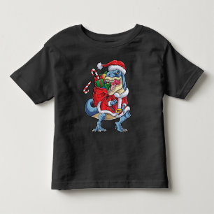 Camiseta Infantil Dinosaur Christmas Santa Claus T rex Boys Men
