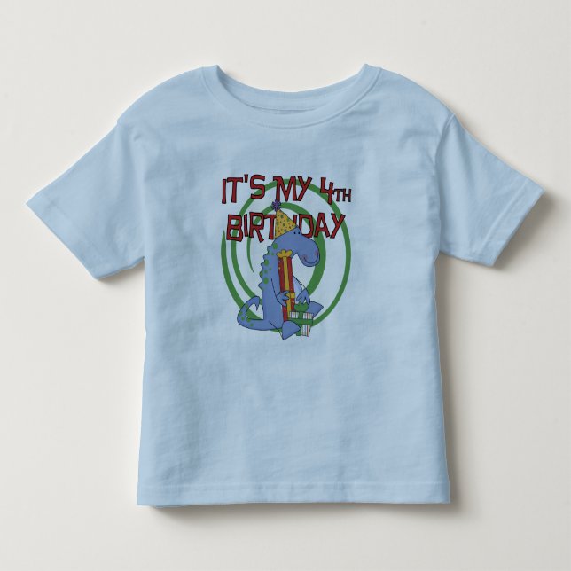 Camiseta Infantil Dinossauro, 4º aniversário T-shirts e presentes (Frente)