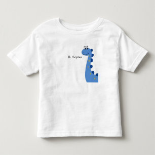Camiseta Infantil Dinossauro Azul Fofo - Nome Personalizado Sophia
