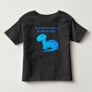 Camiseta Infantil Dinossauro Azul Personalizado Divertido com Nome d