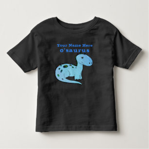 Camiseta Infantil Dinossauro Azul Personalizado Divertido com Nome d