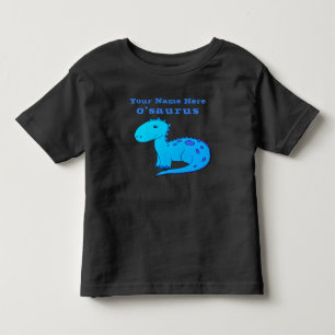 Camiseta Infantil Dinossauro Azul Personalizado Divertido Com o Nome