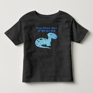 Camiseta Infantil Dinossauro Azul Personalizado Divertido Com o Nome