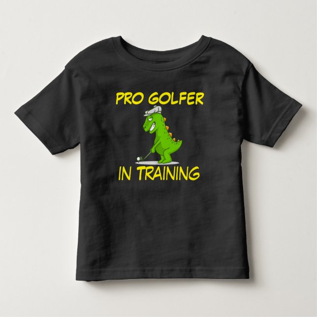 Camiseta Infantil Dinossauro Bonito Pro Golfer Em Treinamento (Frente)