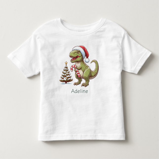 Camiseta Infantil Dinossauro candi doce de Natal (Frente)
