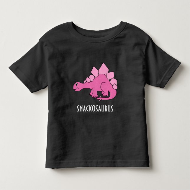 Camiseta Infantil Dinossauro cor-de-rosa bonito; Snackosaurus (Frente)