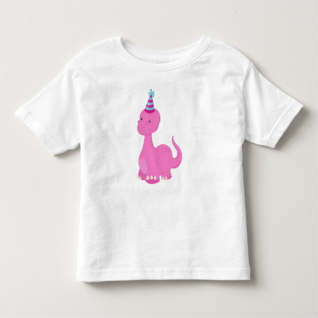 Camiseta Infantil Dinossauro de Aniversário, Dinossauro de Festa, Di (Frente)