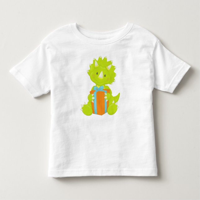 Camiseta Infantil Dinossauro de Aniversário, Dinossauro do Partido,  (Frente)