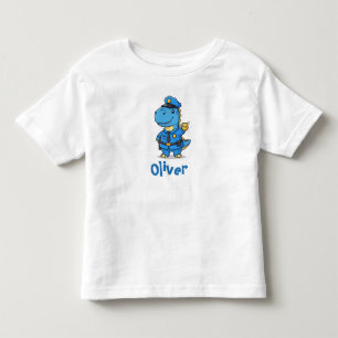Camiseta Infantil Dinossauro de Desenho Animado Fofo Polícia
