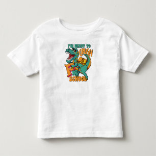 Camiseta Infantil Dinossauro Estou Pronto Esmago Pré-Escola