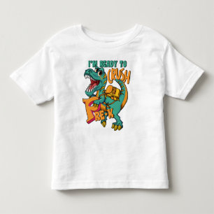 Camiseta Infantil Dinossauro Estou Pronto para Esmagar Pré-escola