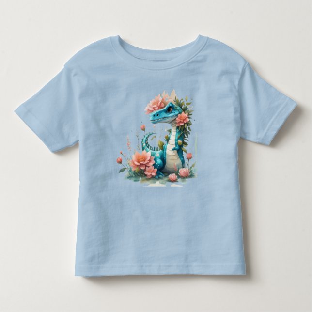 Camiseta Infantil Dinossauro Floral (Frente)