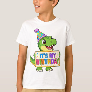 Camiseta Infantil Dinossauro Fofo de Aniversário