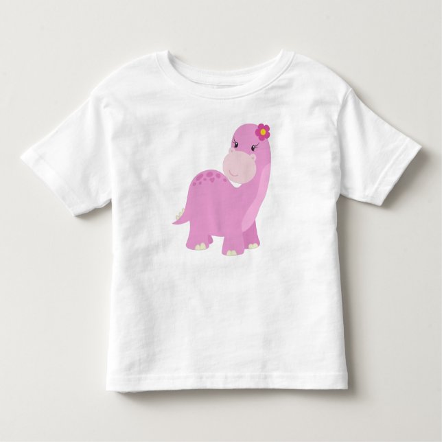 Camiseta Infantil Dinossauro fofo, dinossauro rosa, Dinossauro menin (Frente)