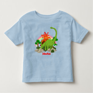 Camiseta Infantil Dinossauro ilha arco-íris DIY nome dos rapazes