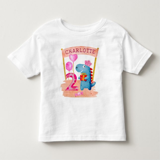 Camiseta Infantil Dinossauro Menino Bonito Personalizado, 2 Anos Ani (Frente)