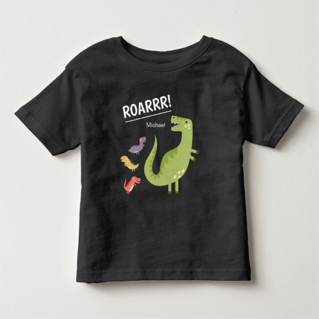 Camiseta Infantil Dinossauro Raio Verde Monograma Garoto (Frente)