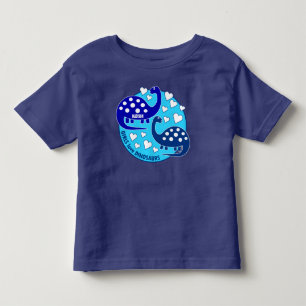 Camiseta Infantil Dinossauro Simples E Bonito Raparigas Azuis Cora