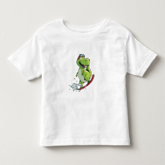Camiseta Infantil Dinossauro Snowboard (Frente)