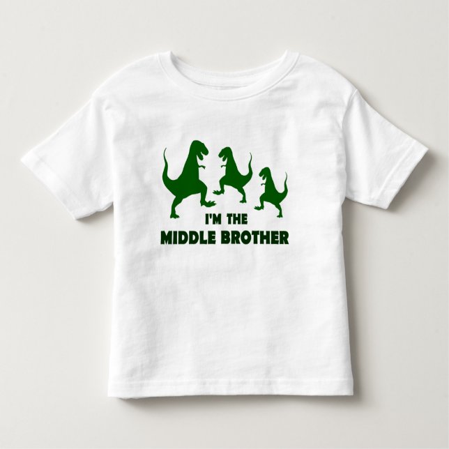 Camiseta Infantil Dinossauro, sou o Irmão do Meio (Frente)