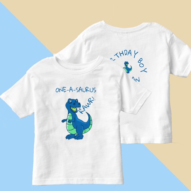 Camiseta Infantil Dinossauro Verde Azul Brito Primeiro Aniversário (Cute Blue Green Dinosaur First Birthday Toddler T-shirt)