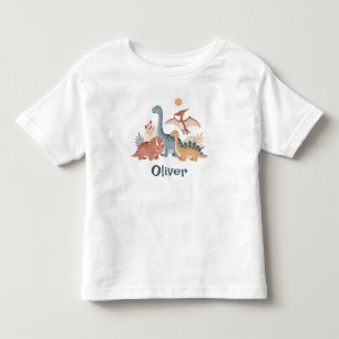 Camiseta Infantil Dinossauros Aquarela Boho Terra Cute