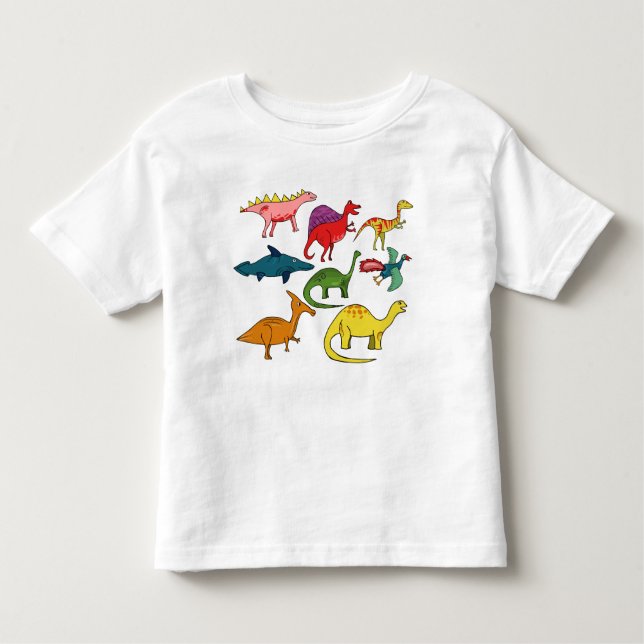 Camiseta Infantil Dinossauros coloridos (Frente)
