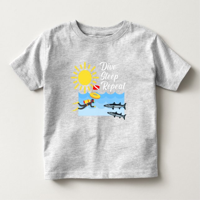 Camiseta Infantil Dive Sleep Repeat Design - Toddler Fine Jersey T-S (Frente)