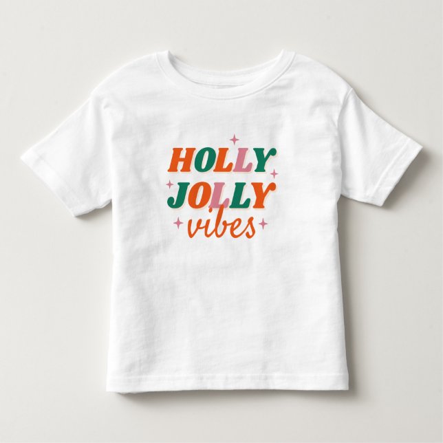 Camiseta Infantil Diversão Holly Jolly Vibes Design de Natal (Frente)