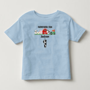 Camiseta Infantil Diversão na Fazenda Aniversário de 1 ano Roupa de 