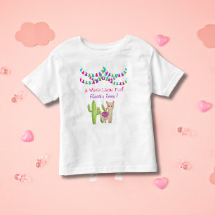 Camiseta Infantil Diversão Total de Lhama Rosa Roxo Cactus Aniversár