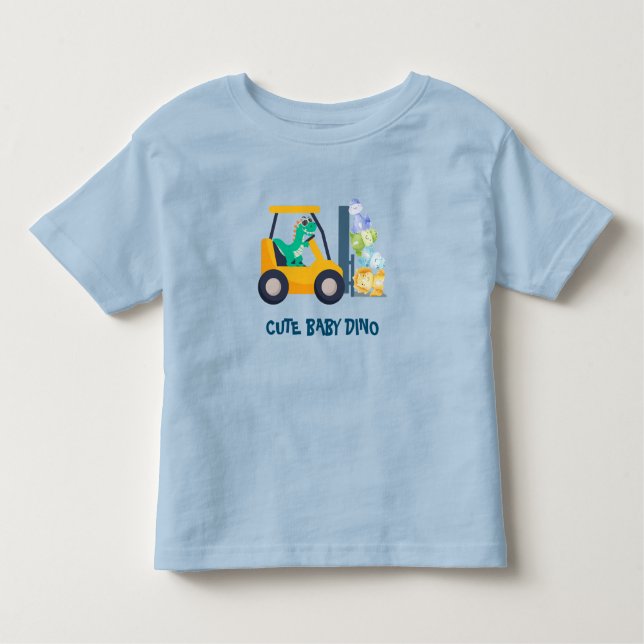 Camiseta Infantil Diversão trator dinossauro Caminhão Aniversário me (Frente)