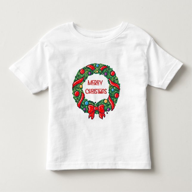 Camiseta Infantil Divertido Feliz Natal Reef Vermelho Arco Moderno (Frente)