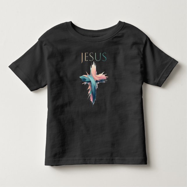 Camiseta Infantil Divino Brushstrokes: A Cruzada Artífica de Jesus (Frente)