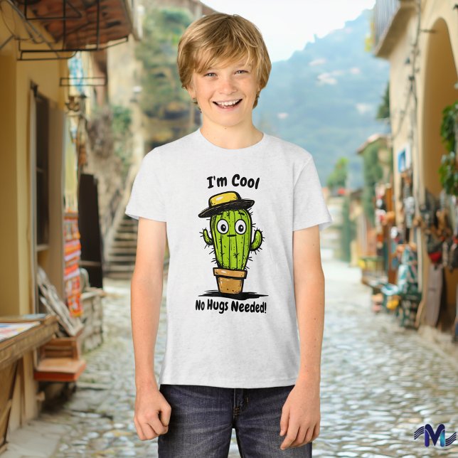 Camiseta Infantil do Cactus Engraçado – Abraços De (Criador carregado)