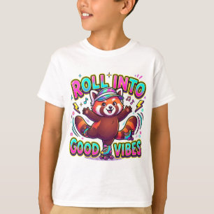 Camiseta Infantil do Panda Vermelho Fofo 'Role Par