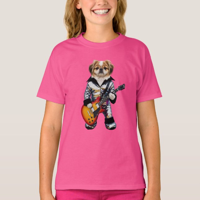 Camiseta Infantil do Pequimês Rock Star (Frente)