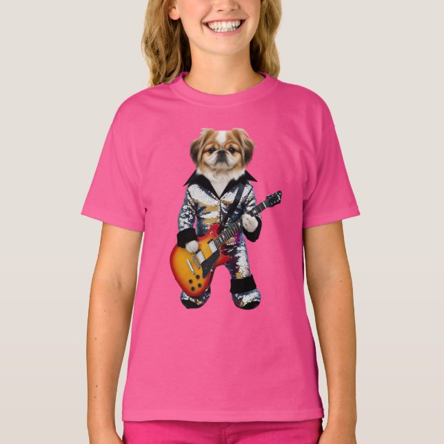 Camiseta Infantil do Pequimês Rock Star (Frente)