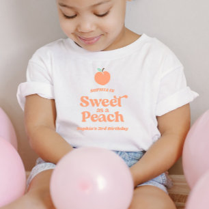 Camiseta Infantil Doce Como Um Fruto De Pêssego Rosa Laranja Festa D