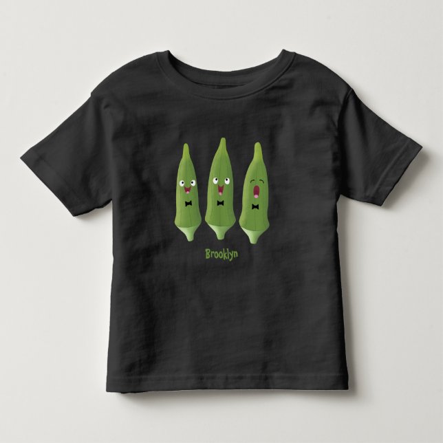 Camiseta Infantil Doce vegetal quiabo cantando desenho animado (Frente)